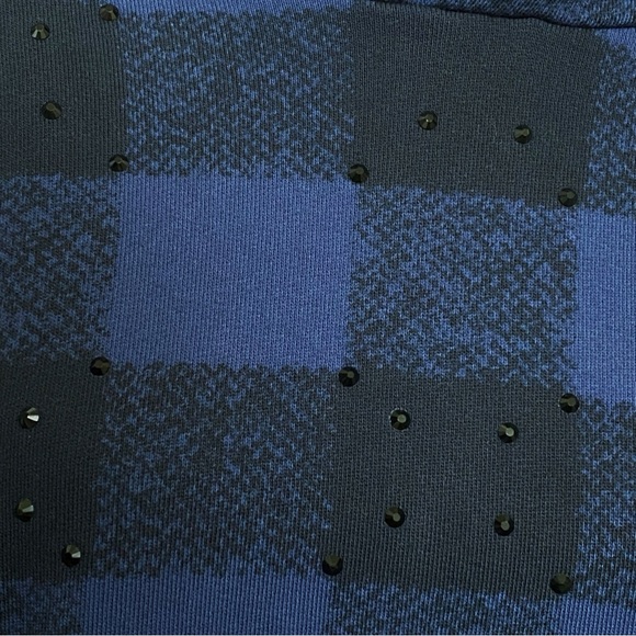 DRIES VAN NOTEN blue black checker print crystal rhinestone hoodie sweatshirt - Picture 7 of 9